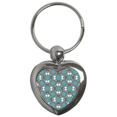 Colorful Geometric Graphic Floral Pattern Key Chains (heart)  by dflcprints