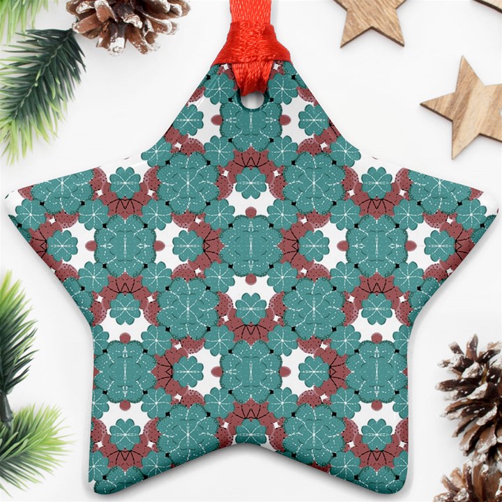 Colorful Geometric Graphic Floral Pattern Star Ornament (Two Sides)