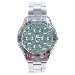 Colorful Geometric Graphic Floral Pattern Stainless Steel Analogue Watch by dflcprints