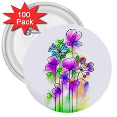 Flovers 23 3  Buttons (100 Pack)  by JelinekDesign