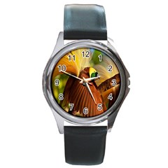 Birds Paradise Cendrawasih Round Metal Watch by Mariart