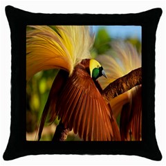 Birds Paradise Cendrawasih Throw Pillow Case (black) by Mariart