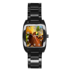 Birds Paradise Cendrawasih Stainless Steel Barrel Watch by Mariart