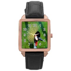 Bird Hairstyle Animals Sexy Beauty Rose Gold Leather Watch 