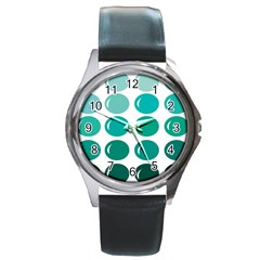 Bubbel Balloon Shades Teal Round Metal Watch by Mariart