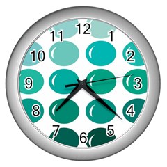 Bubbel Balloon Shades Teal Wall Clocks (silver)  by Mariart