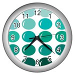 Bubbel Balloon Shades Teal Wall Clocks (Silver)  Front