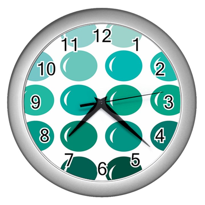 Bubbel Balloon Shades Teal Wall Clocks (Silver) 