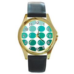 Bubbel Balloon Shades Teal Round Gold Metal Watch