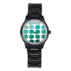 Bubbel Balloon Shades Teal Stainless Steel Round Watch by Mariart