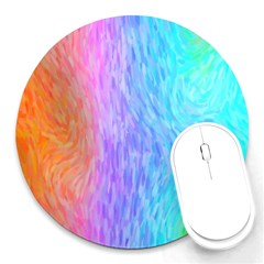 Aurora Rainbow Orange Pink Purple Blue Green Colorfull Round Mousepads