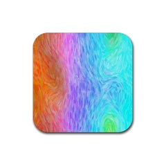 Aurora Rainbow Orange Pink Purple Blue Green Colorfull Rubber Coaster (square)  by Mariart