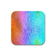 Aurora Rainbow Orange Pink Purple Blue Green Colorfull Rubber Square Coaster (4 Pack)  by Mariart