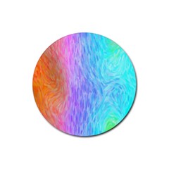 Aurora Rainbow Orange Pink Purple Blue Green Colorfull Rubber Coaster (round)  by Mariart