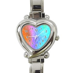 Aurora Rainbow Orange Pink Purple Blue Green Colorfull Heart Italian Charm Watch by Mariart