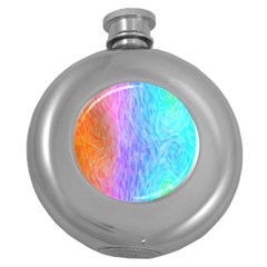 Aurora Rainbow Orange Pink Purple Blue Green Colorfull Round Hip Flask (5 Oz) by Mariart