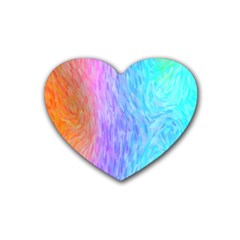 Aurora Rainbow Orange Pink Purple Blue Green Colorfull Rubber Coaster (heart)  by Mariart