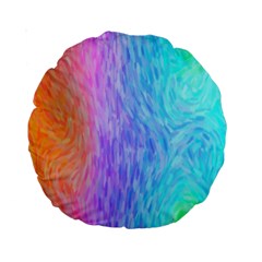 Aurora Rainbow Orange Pink Purple Blue Green Colorfull Standard 15  Premium Round Cushions by Mariart