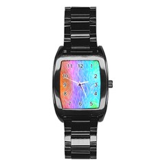 Aurora Rainbow Orange Pink Purple Blue Green Colorfull Stainless Steel Barrel Watch