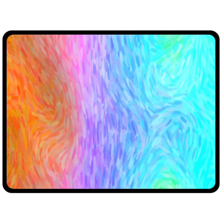 Aurora Rainbow Orange Pink Purple Blue Green Colorfull Double Sided Fleece Blanket (Large) 