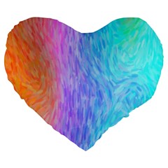 Aurora Rainbow Orange Pink Purple Blue Green Colorfull Large 19  Premium Flano Heart Shape Cushions by Mariart