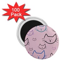 Cat Pattern Face Smile Cute Animals Beauty 1 75  Magnets (100 Pack)  by Mariart