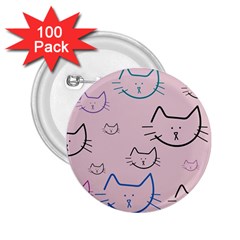 Cat Pattern Face Smile Cute Animals Beauty 2 25  Buttons (100 Pack) 