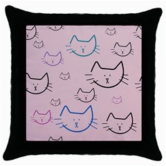 Cat Pattern Face Smile Cute Animals Beauty Throw Pillow Case (black)