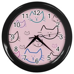 Cat Pattern Face Smile Cute Animals Beauty Wall Clocks (black)