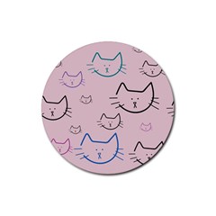 Cat Pattern Face Smile Cute Animals Beauty Rubber Coaster (round)  by Mariart