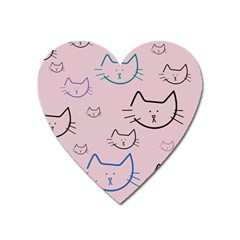 Cat Pattern Face Smile Cute Animals Beauty Heart Magnet by Mariart