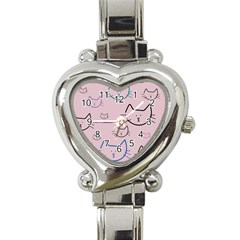 Cat Pattern Face Smile Cute Animals Beauty Heart Italian Charm Watch by Mariart