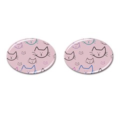 Cat Pattern Face Smile Cute Animals Beauty Cufflinks (oval)