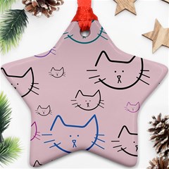 Cat Pattern Face Smile Cute Animals Beauty Star Ornament (two Sides) by Mariart