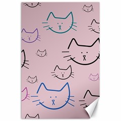 Cat Pattern Face Smile Cute Animals Beauty Canvas 24  X 36  by Mariart