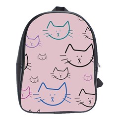 Cat Pattern Face Smile Cute Animals Beauty School Bag (large) by Mariart