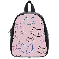 Cat Pattern Face Smile Cute Animals Beauty School Bag (small) by Mariart