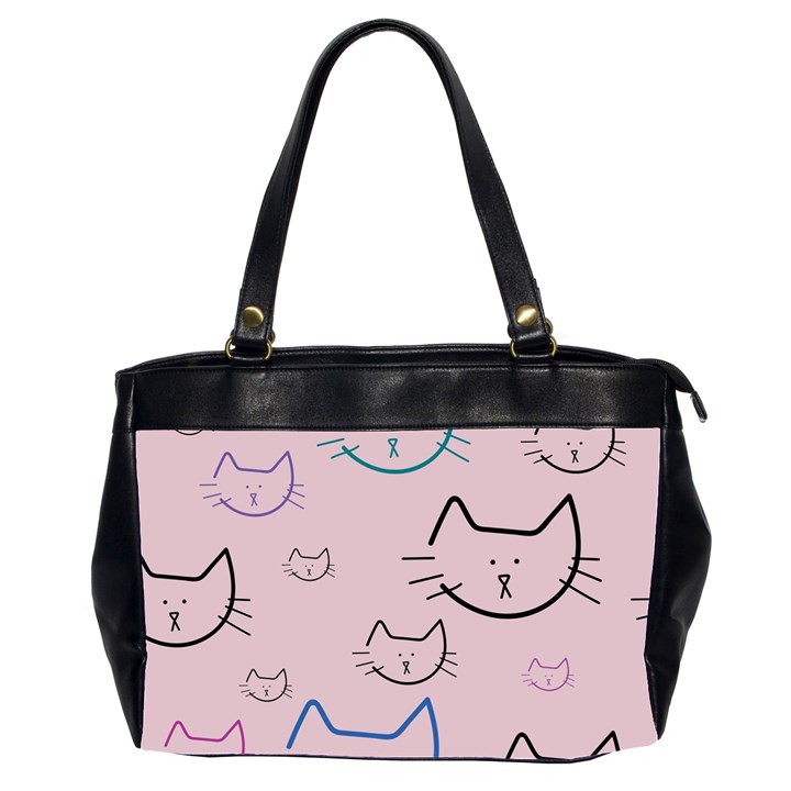 Cat Pattern Face Smile Cute Animals Beauty Office Handbags (2 Sides) 