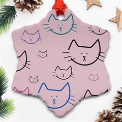 Cat Pattern Face Smile Cute Animals Beauty Snowflake Ornament (two Sides) by Mariart