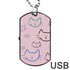 Cat Pattern Face Smile Cute Animals Beauty Dog Tag Usb Flash (one Side) by Mariart