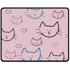 Cat Pattern Face Smile Cute Animals Beauty Double Sided Fleece Blanket (medium)  by Mariart