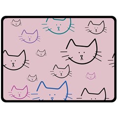 Cat Pattern Face Smile Cute Animals Beauty Double Sided Fleece Blanket (large) 