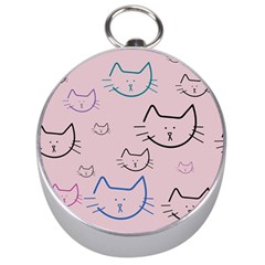 Cat Pattern Face Smile Cute Animals Beauty Silver Compasses