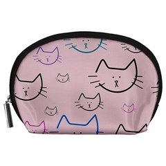 Cat Pattern Face Smile Cute Animals Beauty Accessory Pouches (large)  by Mariart