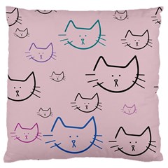 Cat Pattern Face Smile Cute Animals Beauty Large Flano Cushion Case (two Sides) by Mariart