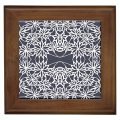 Blue White Lace Flower Floral Star Framed Tiles