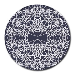 Blue White Lace Flower Floral Star Round Mousepads