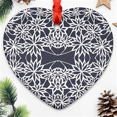 Blue White Lace Flower Floral Star Ornament (heart)