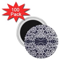 Blue White Lace Flower Floral Star 1 75  Magnets (100 Pack) 