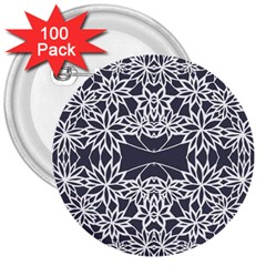 Blue White Lace Flower Floral Star 3  Buttons (100 Pack)  by Mariart